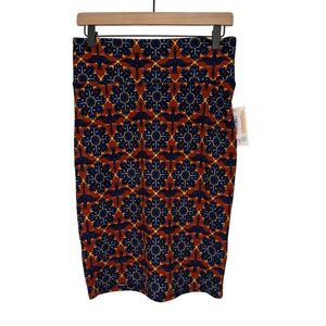 LuLaRoe Cassie Skirt Women's Small Floral Geometric Fitted Knit Pencil
